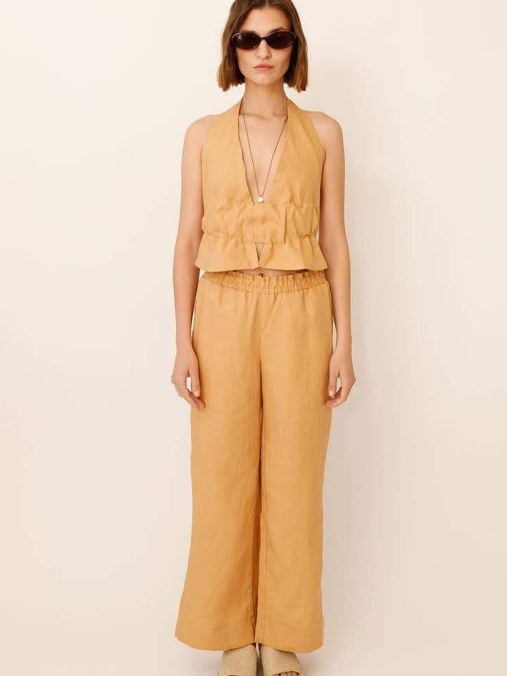 WUESTE - Wholesale Blouse - Women's - Juana Open-Back Linen Halter Top4