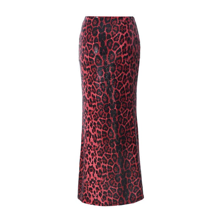 HIDDENBRAND - Wholesale Skirt - Women's - Stretch maxi party sequin leopard skirt4