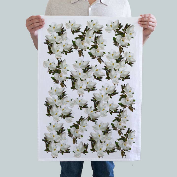 Magnolias Kitchen Towel- FF for wholesale by Red Bird’s House