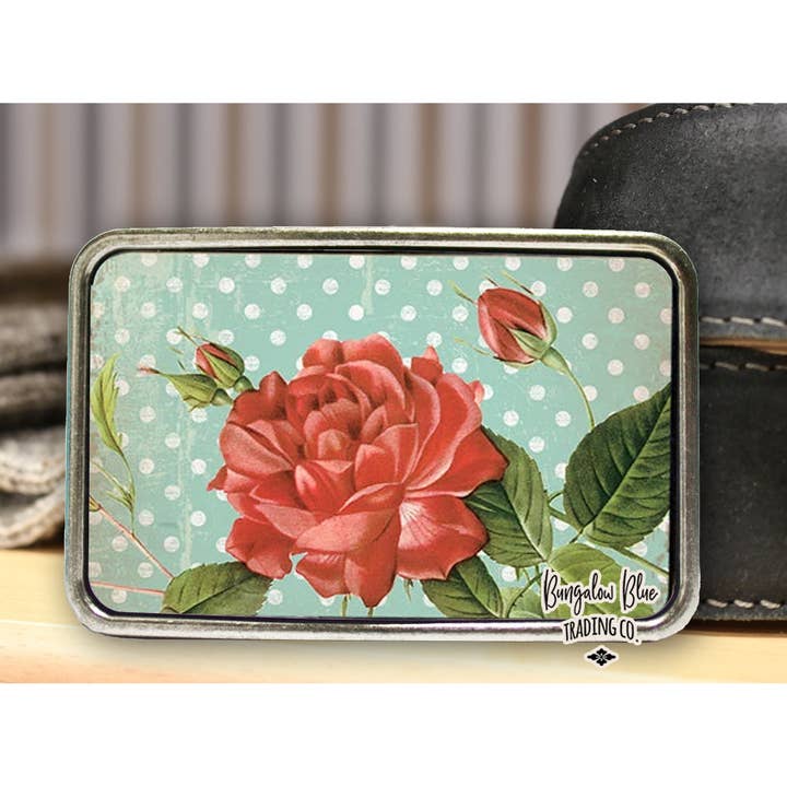 Bungalow Blue Trading Co - Wholesale Belt Buckle - Women's - Floral Belt Buckle - Victorian Style Vintage Rose
