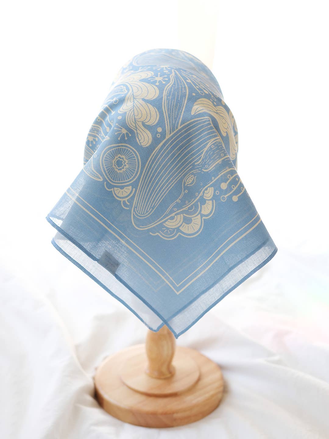 sol&mar art co. - Wholesale Bandana - Unisex - Whale, and the Ocean Bandana Scarf (Light Blue)6