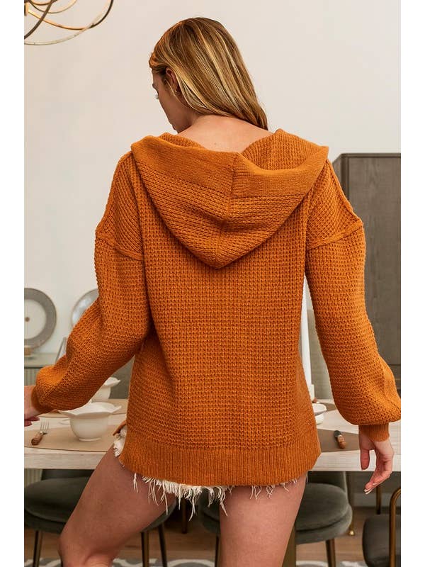 Vanilla Monkey - Wholesale Hoodie - Women's - Raw Edge Detail V-neck Sweater Hoodie2