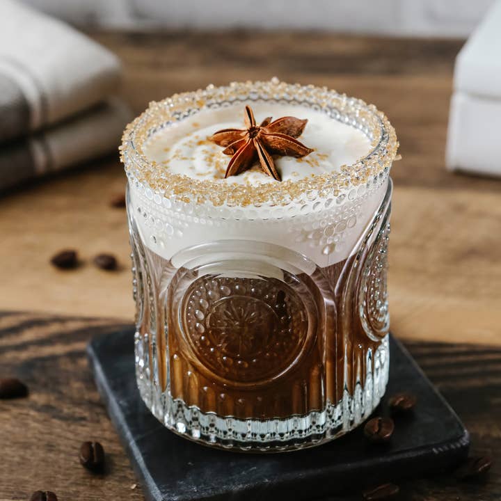 Kate Aspen - Wholesale Cocktail/liquor glass - 10 oz. Ribbed Retro Arch Floral Clear Drinking Glasses (Set of 6)1