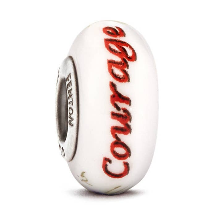 Perlina in vetro con cuori «Courage» per la vendita all'ingrosso da parte di Fenton Glass Jewelry