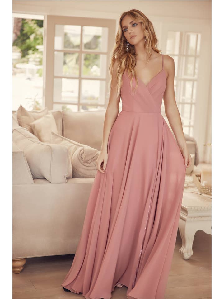 SPAGHETTI STRAP FULL SKIRT FORMAL BRIDESMAID DRESS for wholesale by Juliet