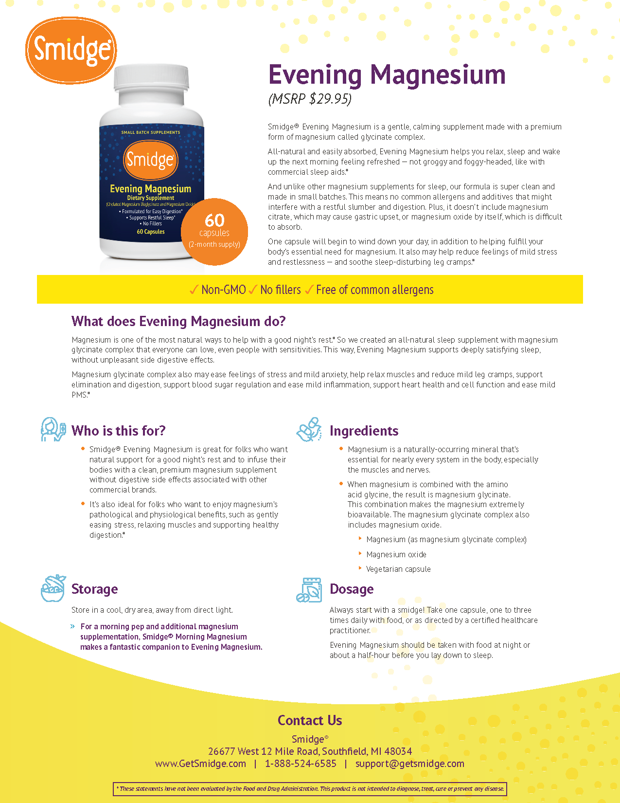 Smidge - Wholesale Oral Supplement/Vitamin - Evening Magnesium3