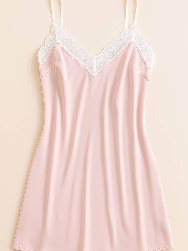 LA CHEMISE-rosa cipria per la vendita all'ingrosso da parte di Dainty Lace