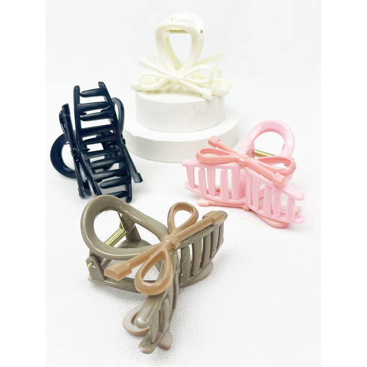 MIX COLOR Medium Knotted Bow Hair Clip Claw for wholesale on Faire