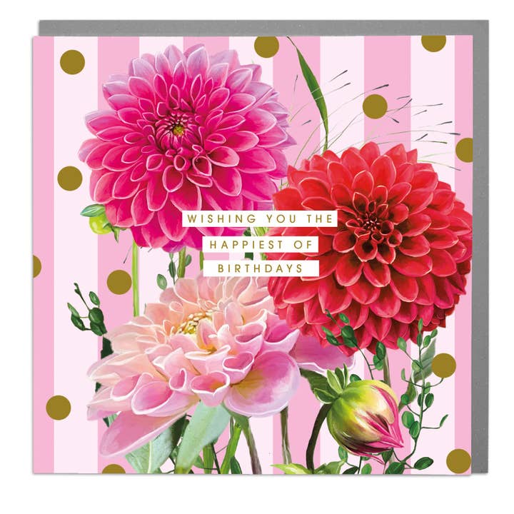 Pink Stripes Wishing You the HBD Card by Lola Design x Dahlia Beach for wholesale by Lola Design Ltd