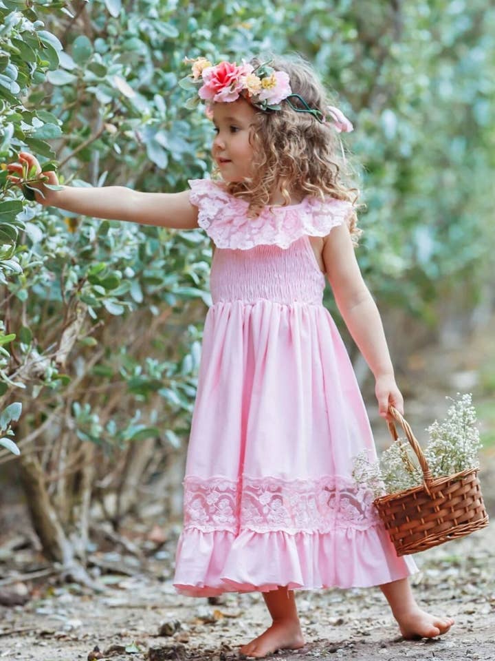Mia Belle Girls • Wholesale - Wholesale Dress – Kids - Lace & Ruffles Pastel Maxi Dress2