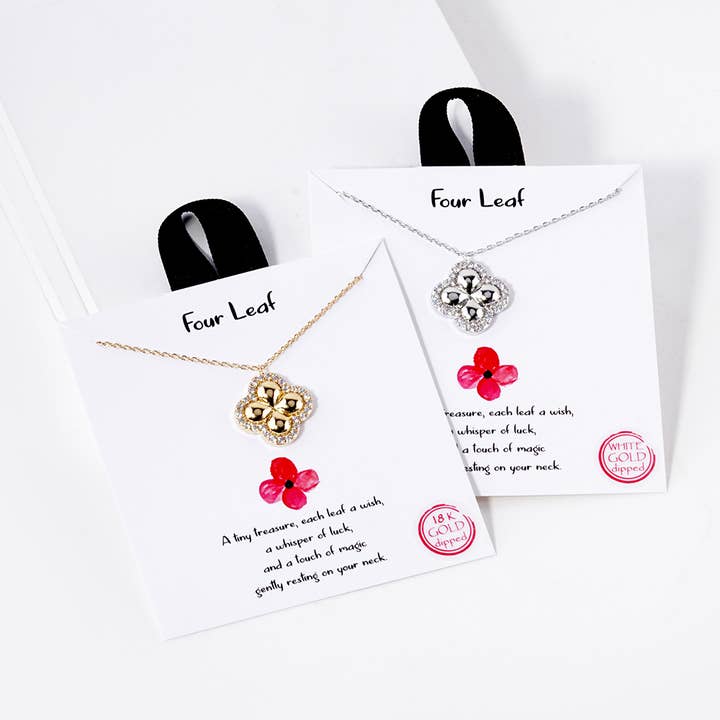 JOIA ACCESSORIES - Venta al por mayor Collares con colgantes/abalorios - COLLAR DE TRÉBOL DE CUATRO HOJAS CON CINTA NEGRA 2191100