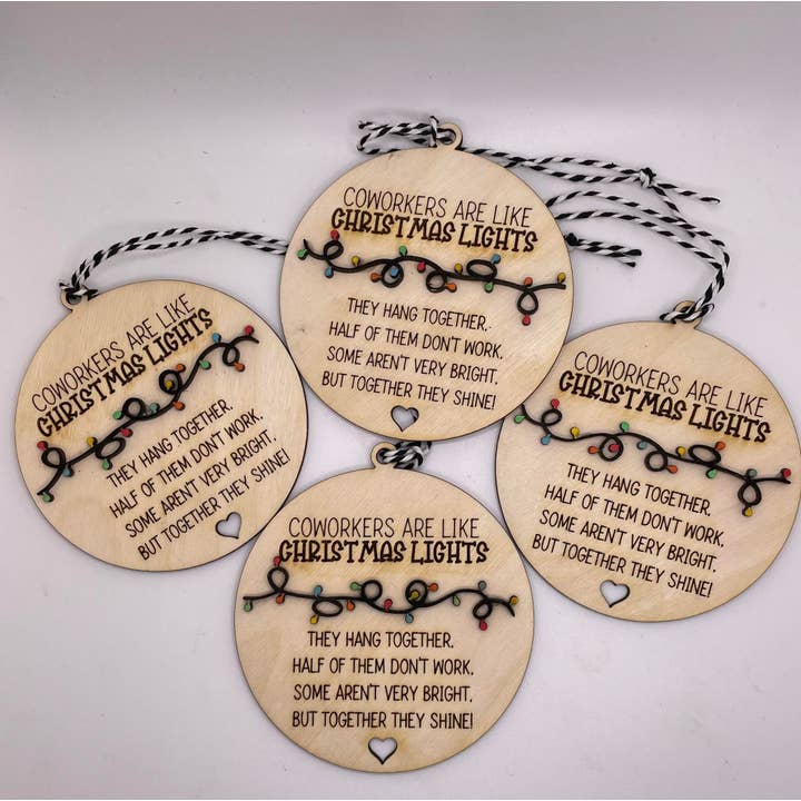 Coworkers Are Like Christmas Lights Ornament | Coworker Gift for wholesale by The Cracked Pig