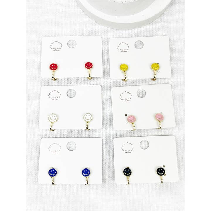 MIX COLOR Smiley Face Clip on Earrings for wholesale on Faire