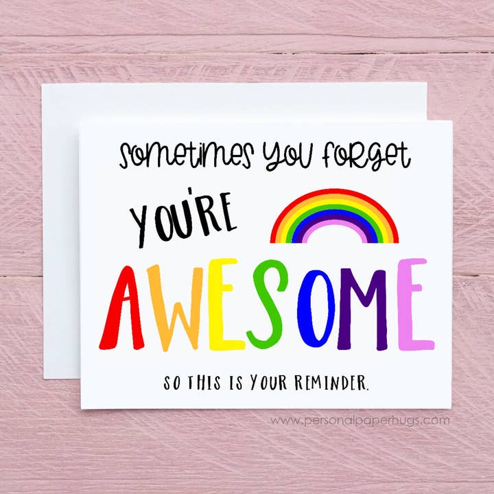 Awesome Colorful Rainbow Card for Any Occasion, Encouragement Card for Friend, Pick Me up Card for Friend, Cheer up Thinking of You Card for wholesale by Personal Paper Hugs
