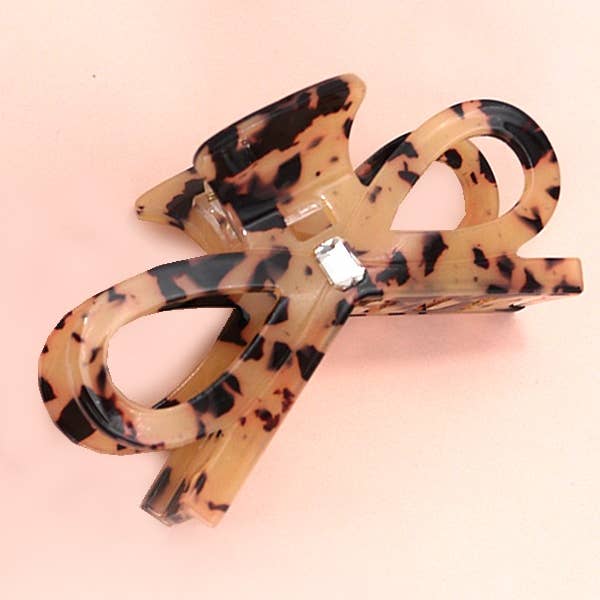 JOSSLYN by wall to wall - Wholesale Hair Clip - Women's - LARGE CUTE BOW RIBBON RHINESTONE HAIR CLAW CLIPS | 40H810