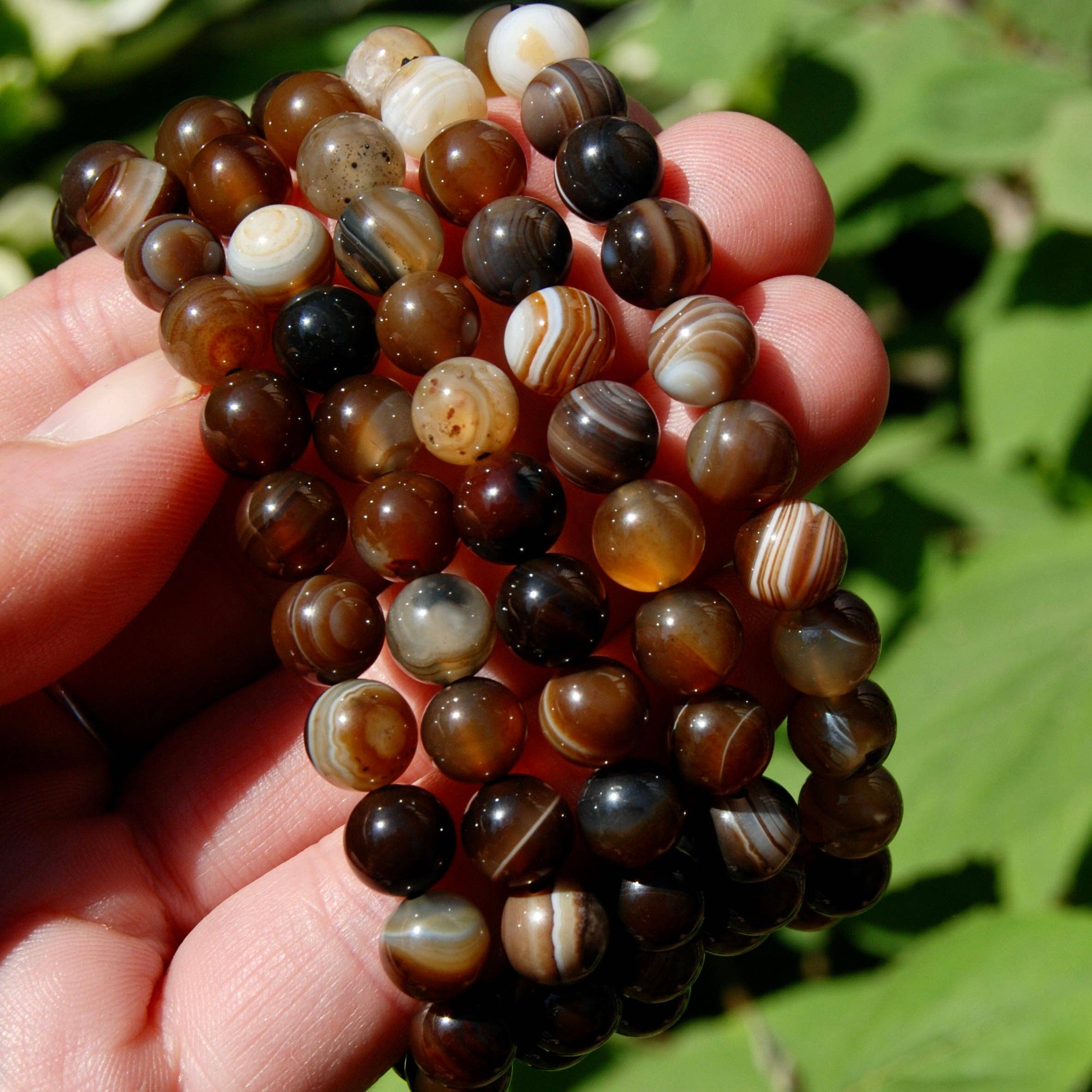 Caspar Curiosities - Wholesale Beaded Bracelet - Brown Sardonyx Banded Agate Crystal Bracelet, 8mm Beads3