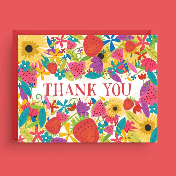 Biglietto di Ringraziamento– Frutti di Bosco Estivi | Saluto Stagionale per la vendita all'ingrosso da parte di Nicole Marie Paperie