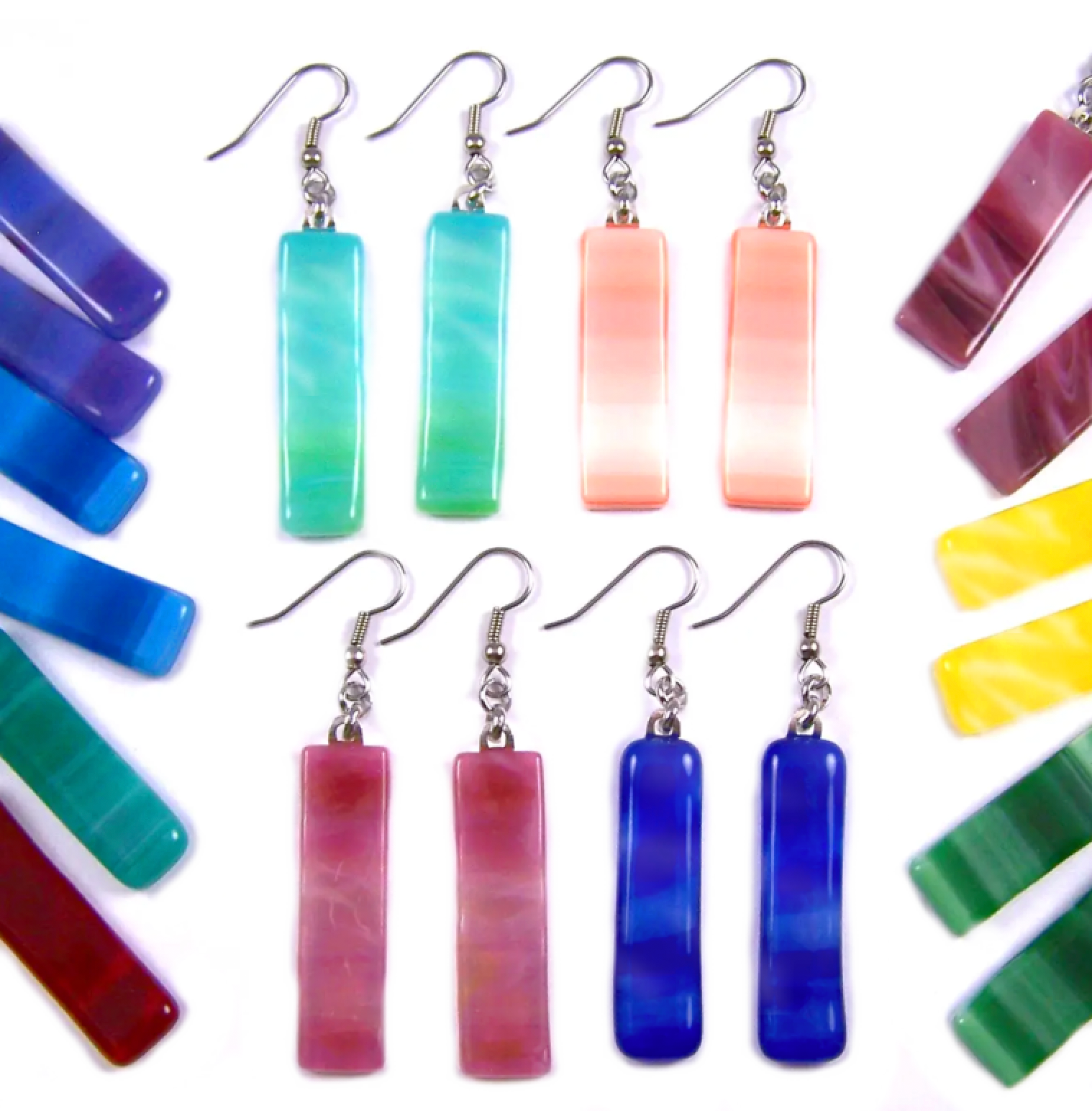 Glass Town USA - Wholesale Dangle Earrings - Stained Glass Earrings - Dangle Long - Bright Swirls2