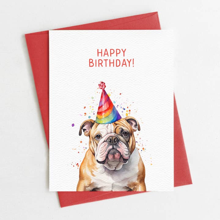 Blue Thistle - Wholesale Birthday Card - Bulldog Birthday Card, Dog Birthday Card