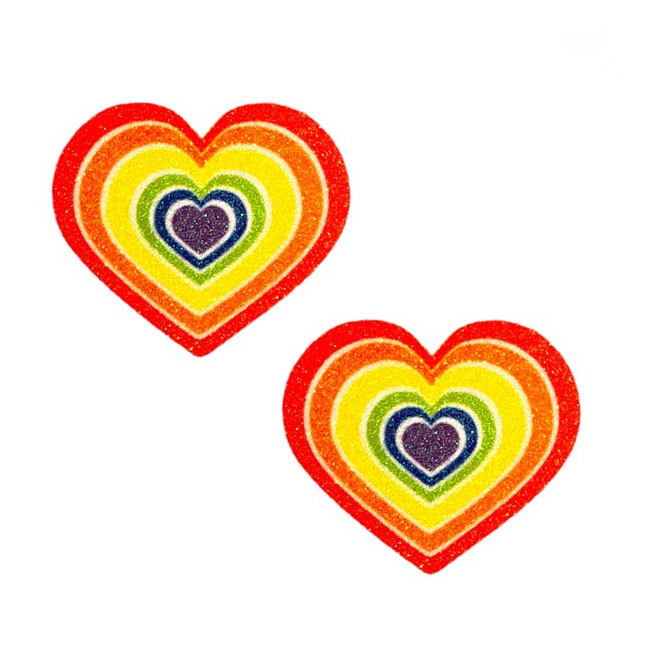 Copricapezzoli Rainbow Pride Split Glitz Nips color cuore per la vendita all'ingrosso da parte di Sasswear