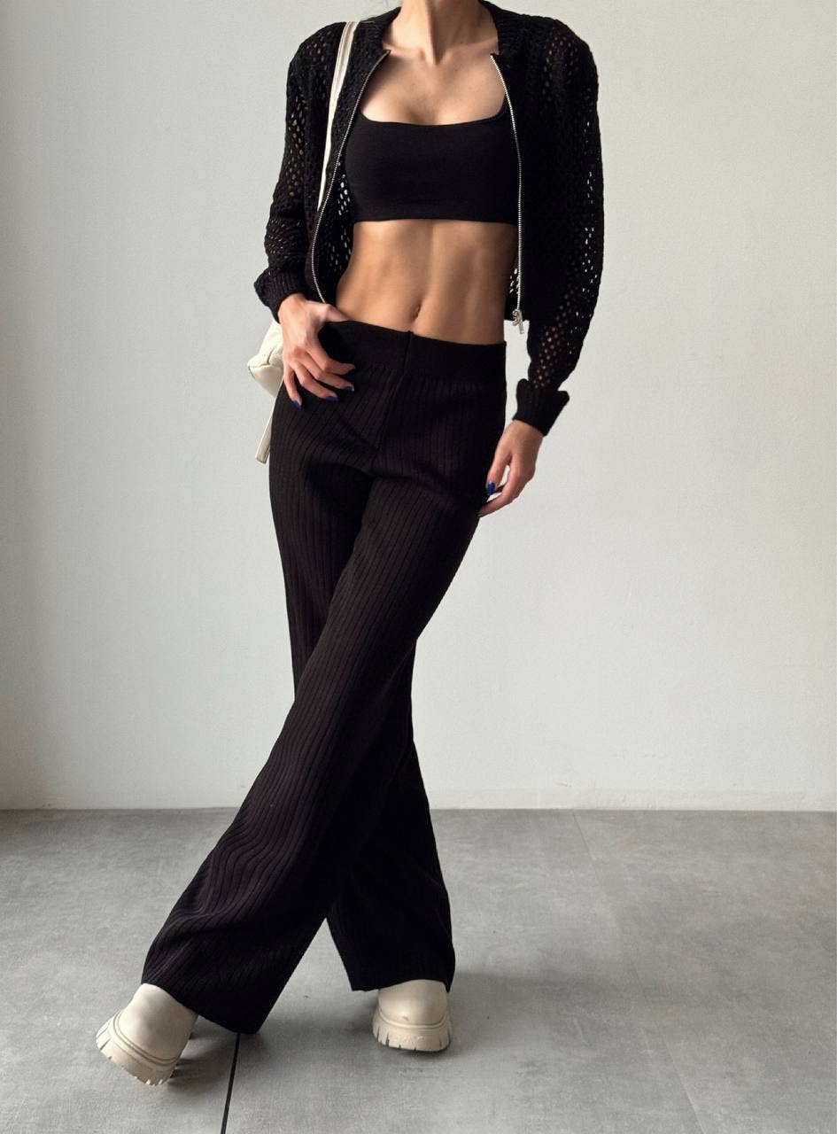 Anaz - Wholesale Pants - Women's - Ribbed Knit Wide-Leg Pants3