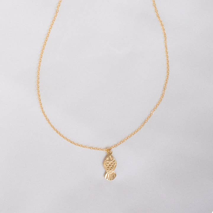 Golden Fish Necklace for wholesale by Katie Dean