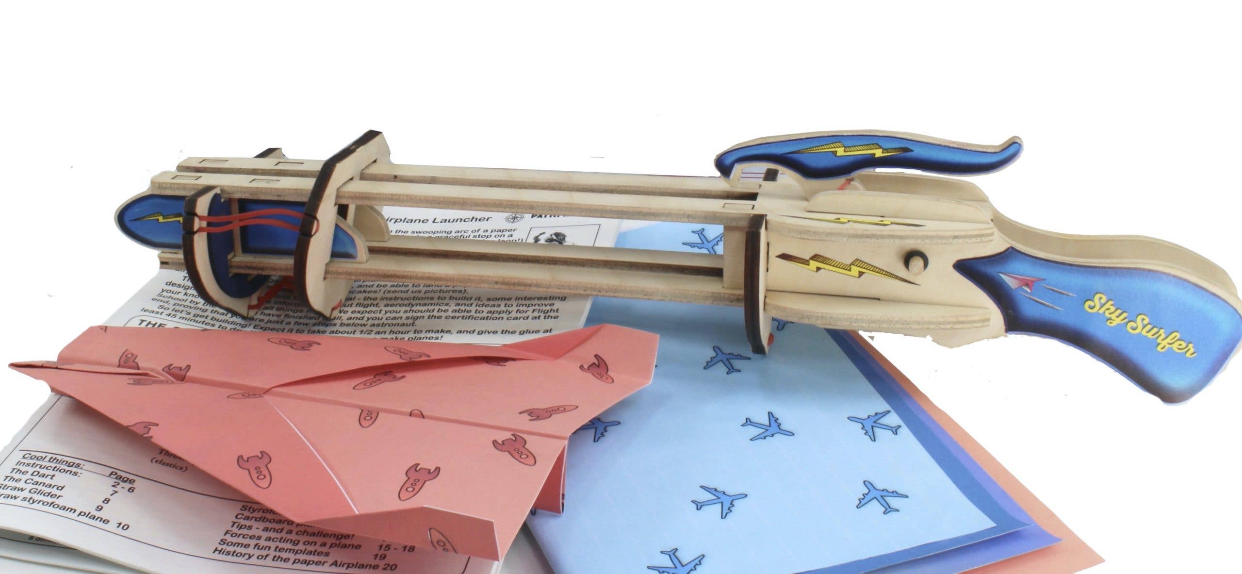 Science and Nature - Wholesale Wood toy – Child - Sky Surfer Paper Airplane Launcher1