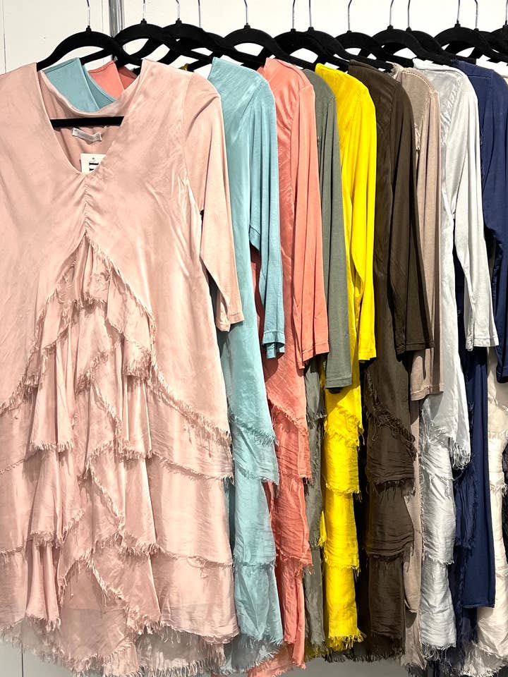 Silk–3/4 sleeves – V-Neck Double Layer With Multi Silk Panel for wholesale by Dance in Paris