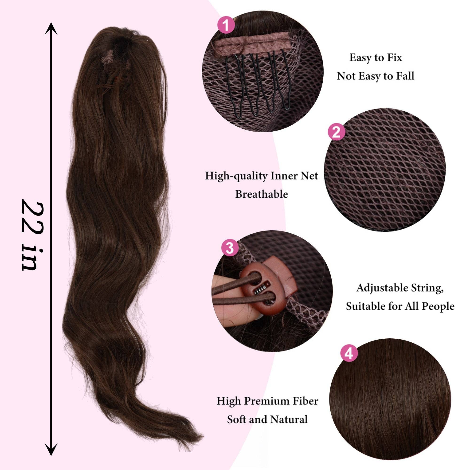 AK Brand - Wholesale Hair Extensions - Long Drawstring Ponytail Hair Extension 22 Inch Synthetic19