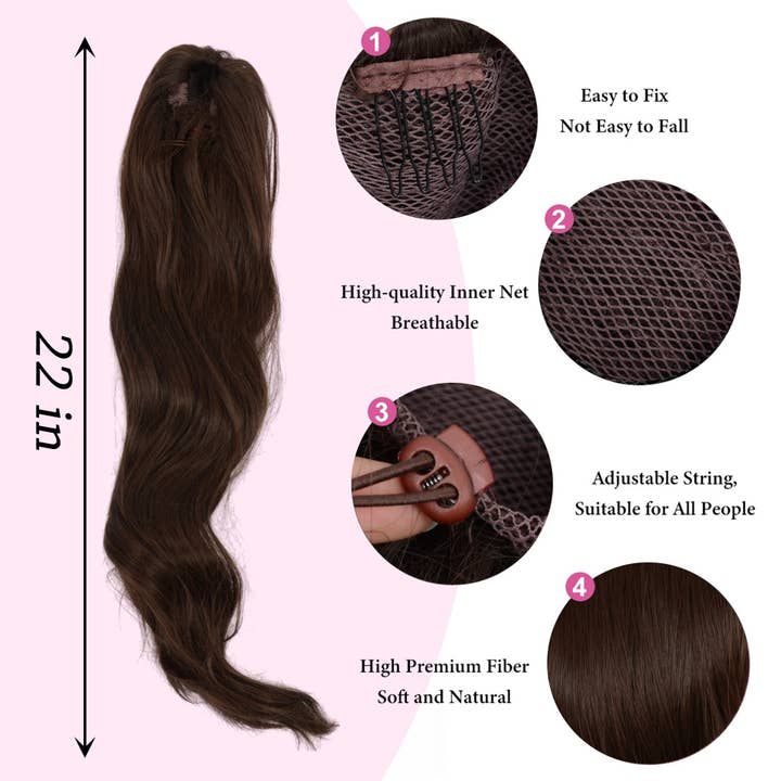 AK Brand - Wholesale Hair Extensions - Long Drawstring Ponytail Hair Extension 22 Inch Synthetic19