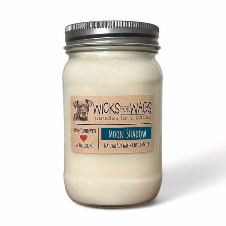 Moon Shadow | Large Mason Jar Soy Candle for wholesale by Wicks for Wags
