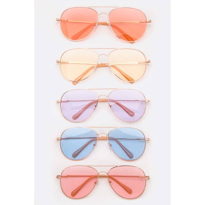 Ensemble de lunettes de soleil Aviator teintées de couleur claire pour la vente par LA Jewelry Plaza