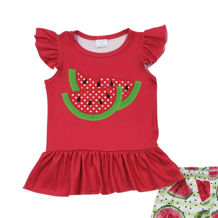 Aier Wholesale - Wholesale Top & Short Set - Kids - Baby Girls Watermelon Summer Shorts Sets