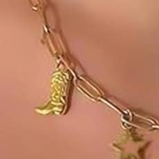 HoopLa - Wholesale Pendant/Charm Necklace - Cowgirl-Charm Bar- stainless steel Mini Charms