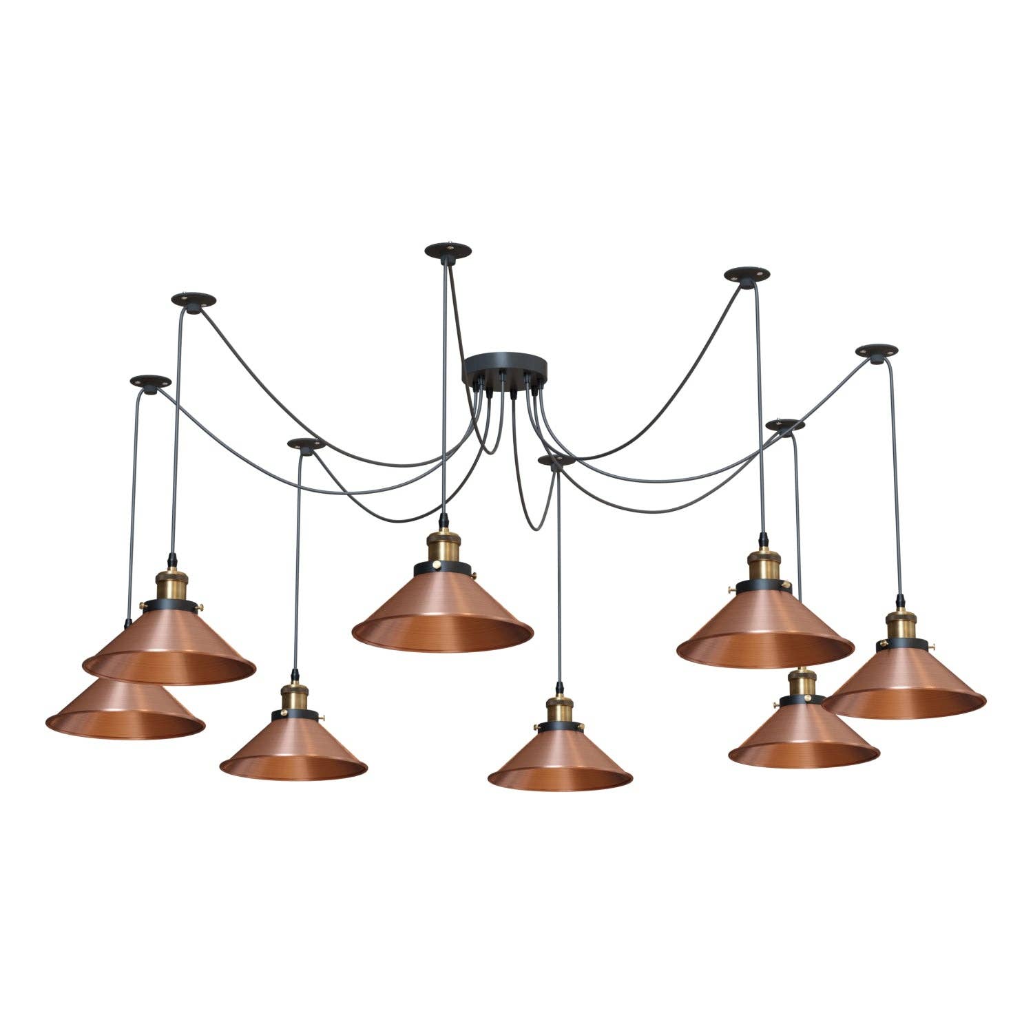 Ledsone – wholesale Chandelier/hanging light – 8-Way Spider Light Cone Shade Pendant Light~51364