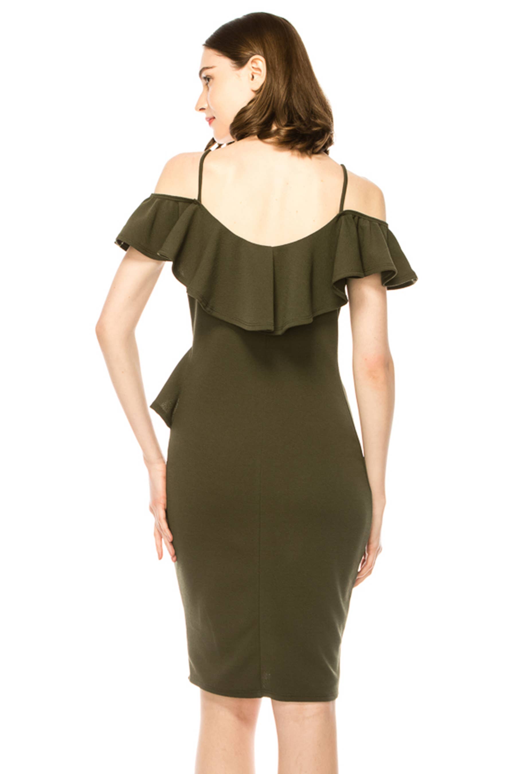 MOA COLLECTION - Wholesale Dress - Women's - Women's Off Shoulder Ruffle Accent Bodycon Dress14