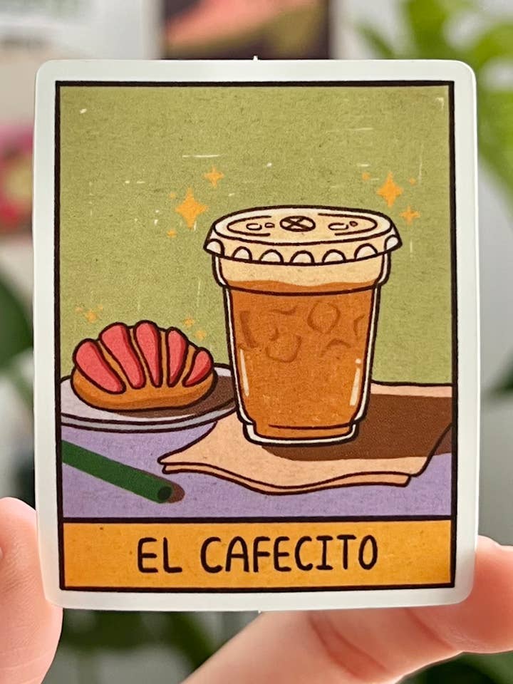 Klistermärke El Cafecito i matt vinyl för wholesale av Marlene Vega Studio