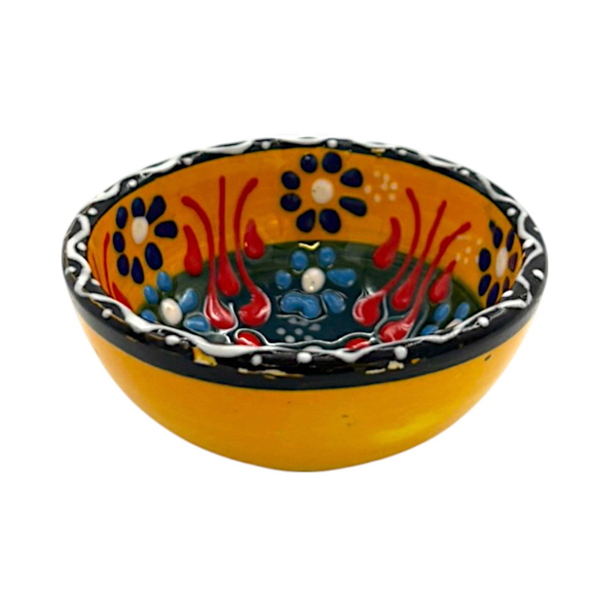 cotonIQ - Wholesale Decorative Plate/Dish/Bowl - Ceramic Bowl - Flower - Yellow - 8cm1