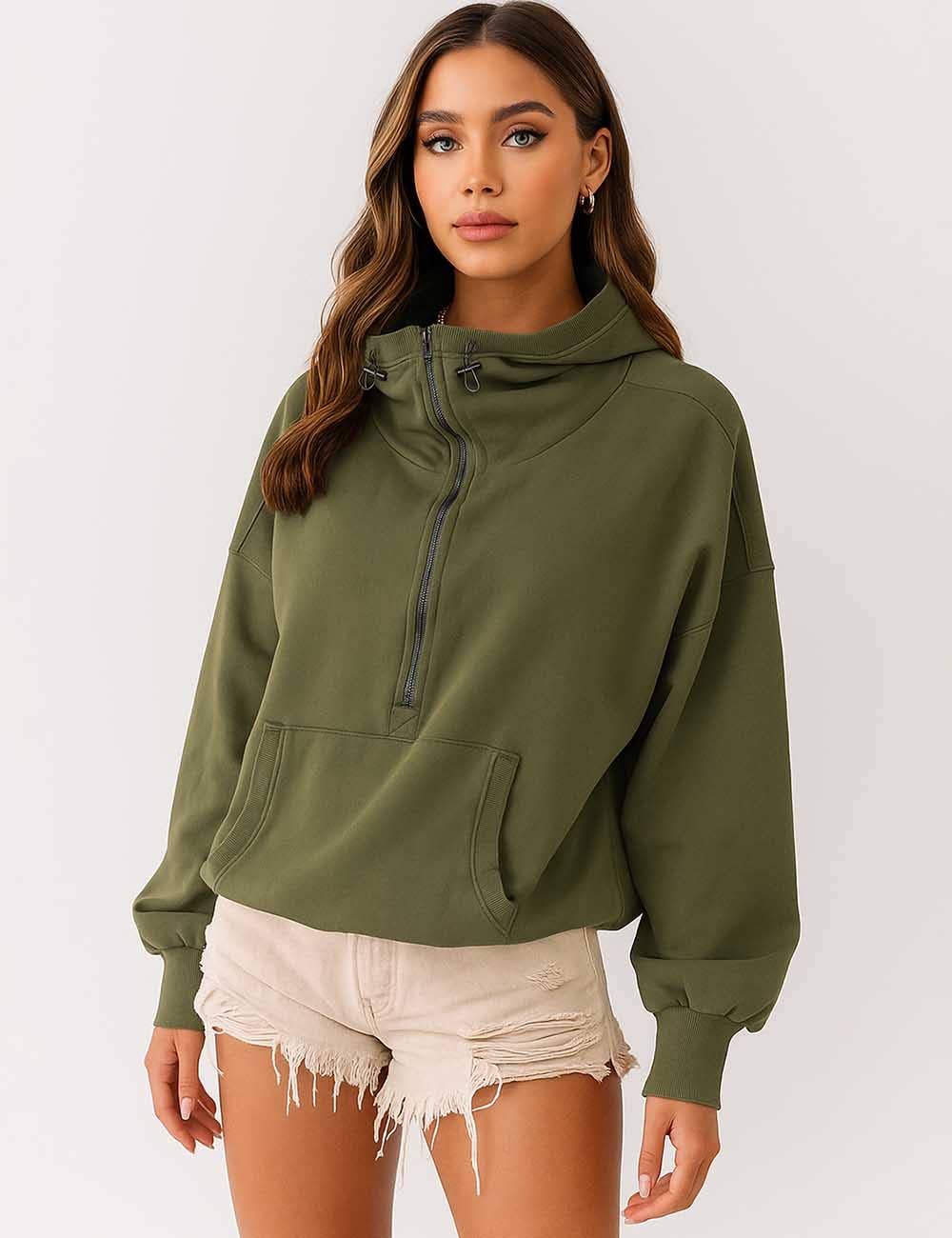 Sweetkama – wholesale Hoodie - Dam – Damtröja med dragkedja, krage, ficka och långa ärmar.7