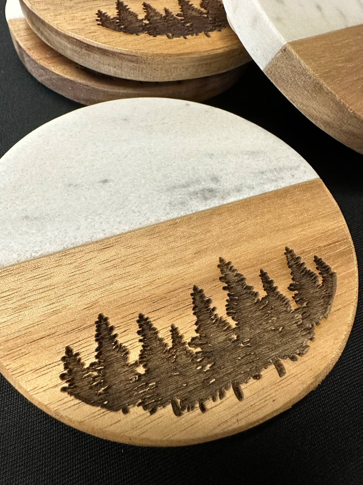 MT ENGRAVED - Wholesale Coasters - Tree outline Engraved Marble Coaster1