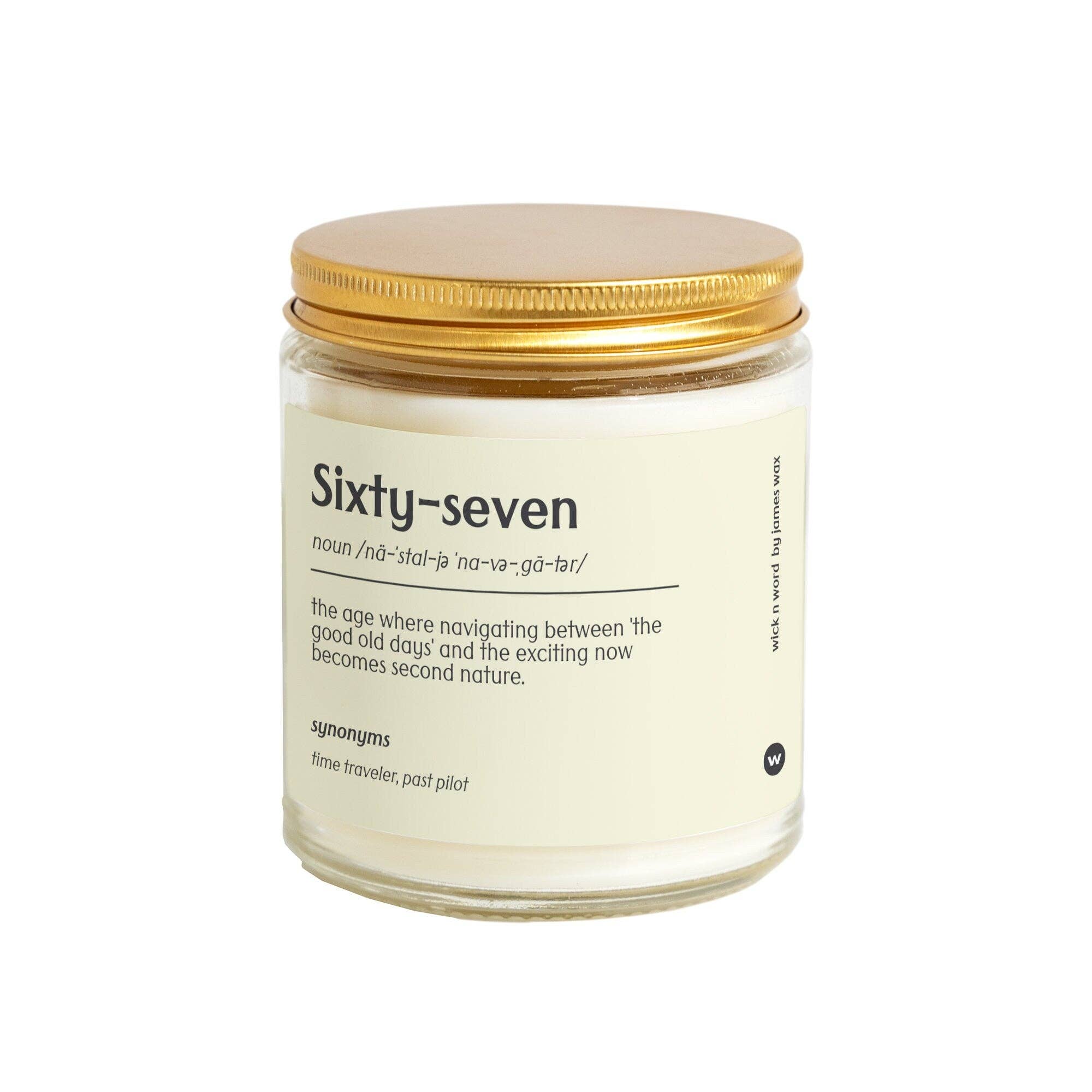 Wick n Word – wholesale Jar/filled candle – Personalized 67th Birthday Gift The Nostalgia Navigator Age Definition Candle Gift for 67th Birthday A0671