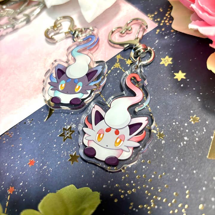 Winterra LLC - Wholesale Sleutelhanger - Uniseks - Dubbelzijdige Hisuian Zorua sleutelhanger van acryl, bedeltje Pokemon3