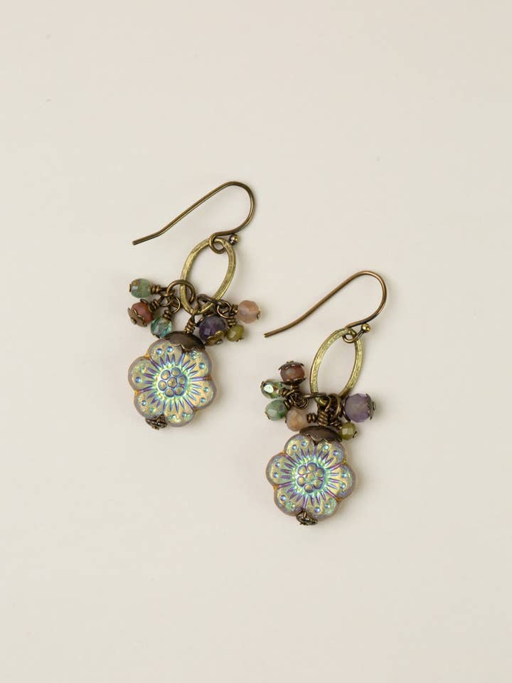 Brincos de Aglomerado de Cristal, Vidro Checo Wildflower por atacado de Anne Vaughan Designs Jewelry