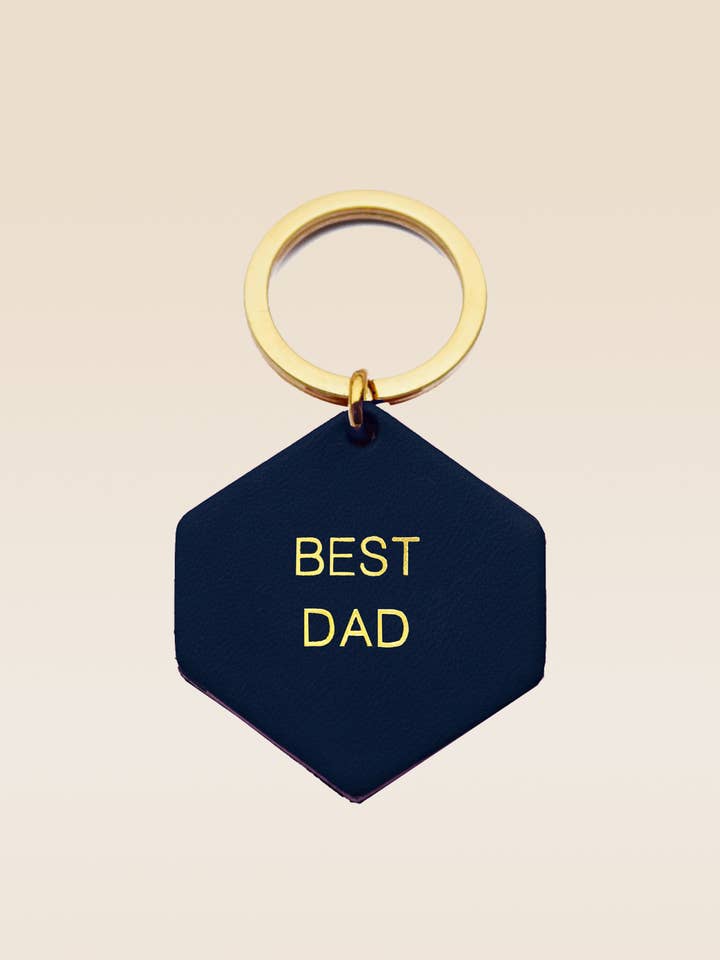 BEST DAD midnattsblå läder personlig nyckelring för wholesale av FAUVETTE PARIS