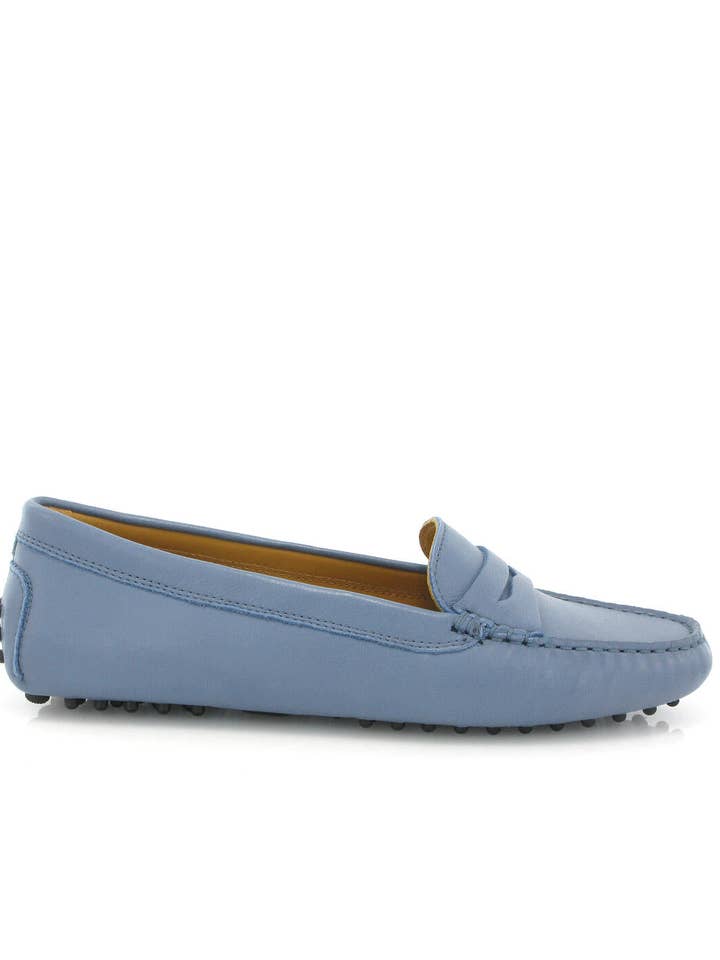 Michèle - cuir nappa doux bleu océan pour la vente par Atlanta Mocassin