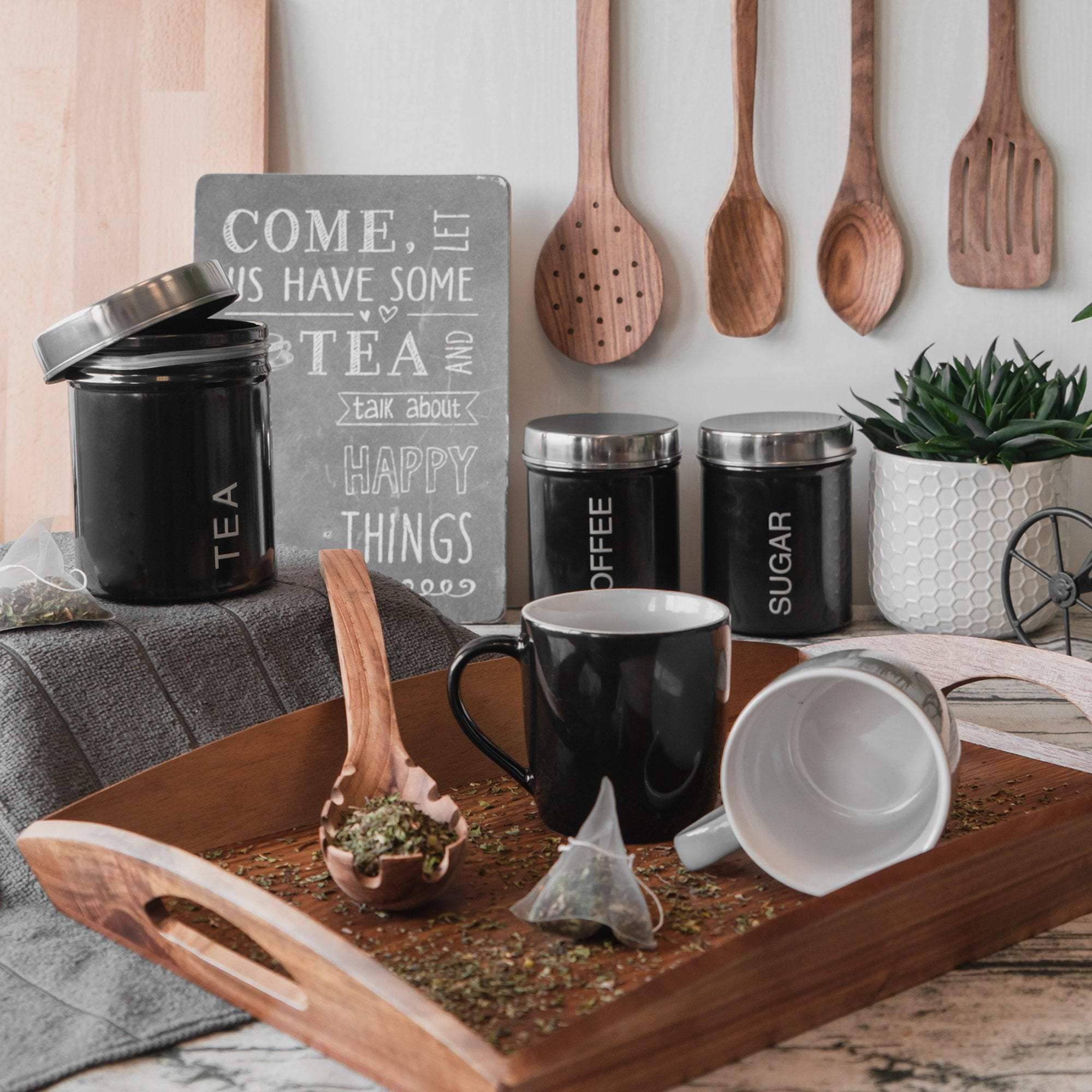 Rinkit Ltd – Engroshandel Dåse – Harbour Housewares Metal Te Dåse - Sort2