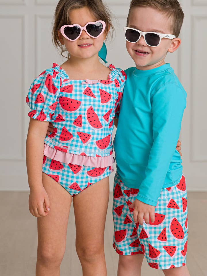 Azul Bañador de Cuadros de Sandía para Niños de venta al por mayor en Faire1