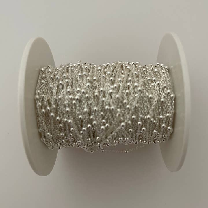 925 Sterling Silver Beaded Chain With Crimped Beads Chain Size: 2mm | CHN55SS for wholesale by Purity Beads