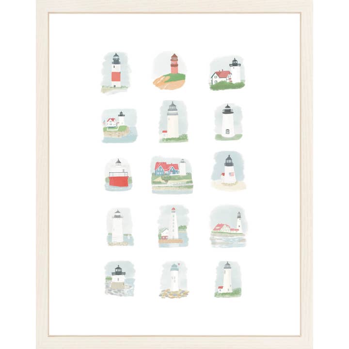 Lighthouses of New England Print for wholesale by Palm Prints