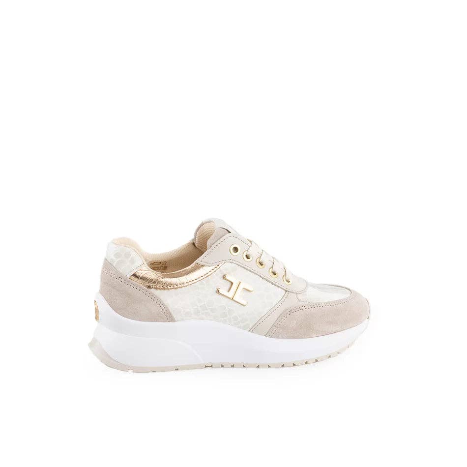 What a Shoes – wholesale Vardagssneakers - Dam – Golden snake sneakers i lack och mocka2